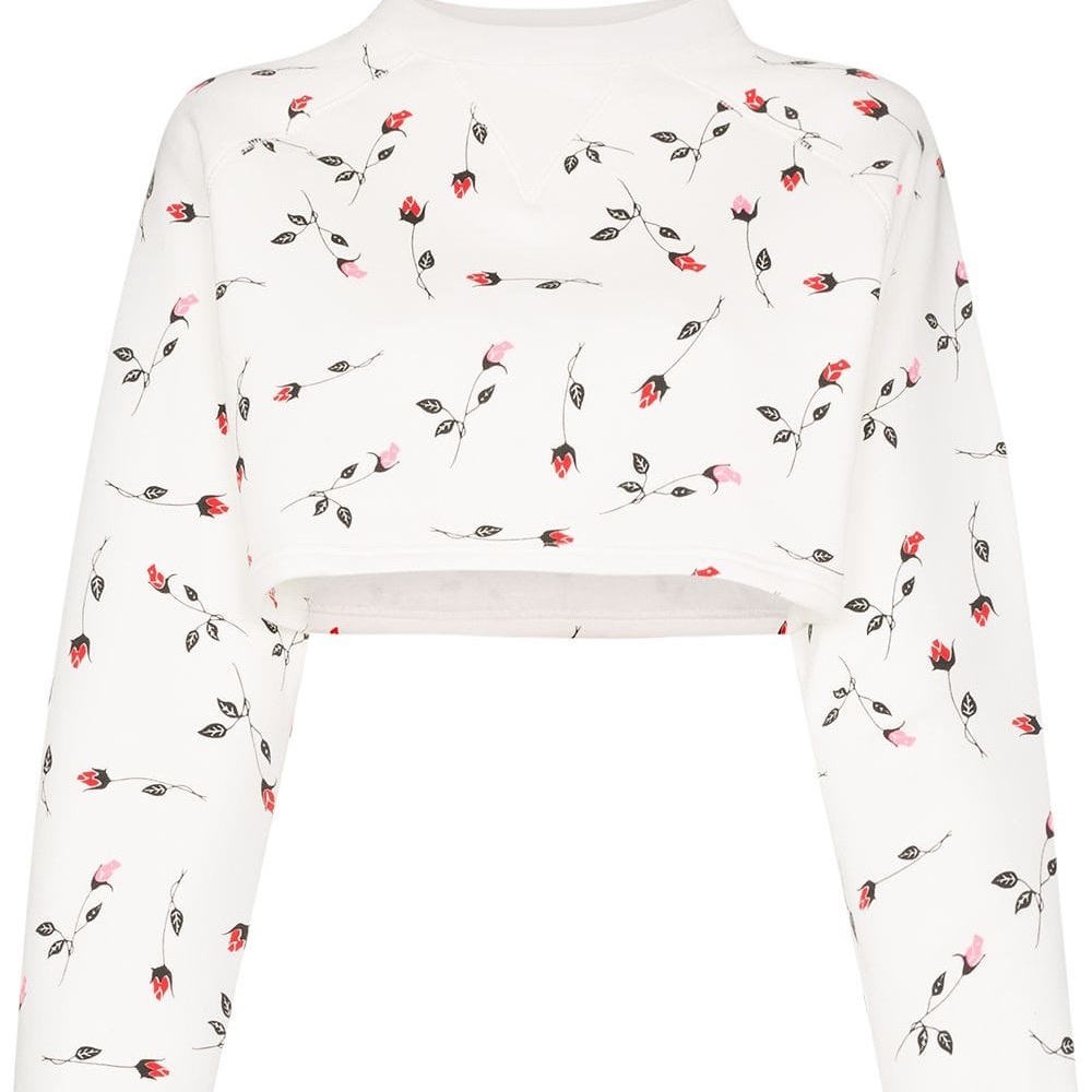 Adam Selman Sport Cropped Floral Sweatshirt NWOT